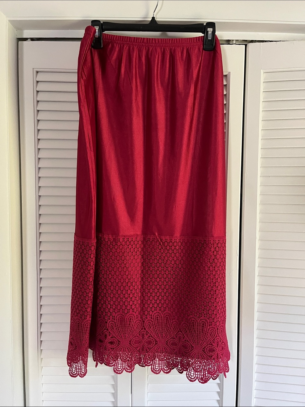 Burgundy Maxi Slip Extender with Crochet Lace Hem